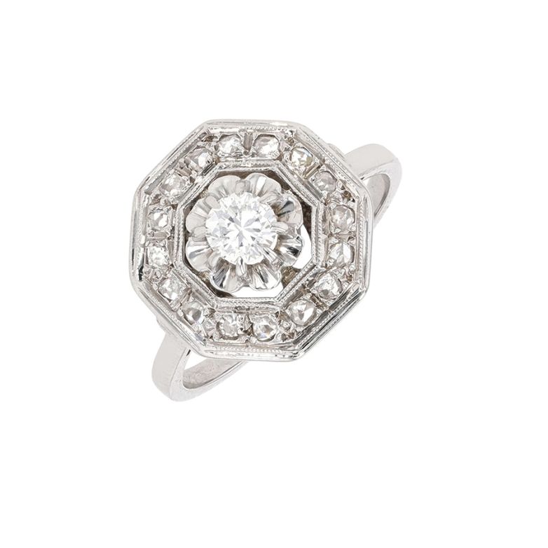 Bague ancienne diamants 0.23 carat or blanc 3.09g Comme neuf -  reconditionné disponible sur Gemme Les Bijoux